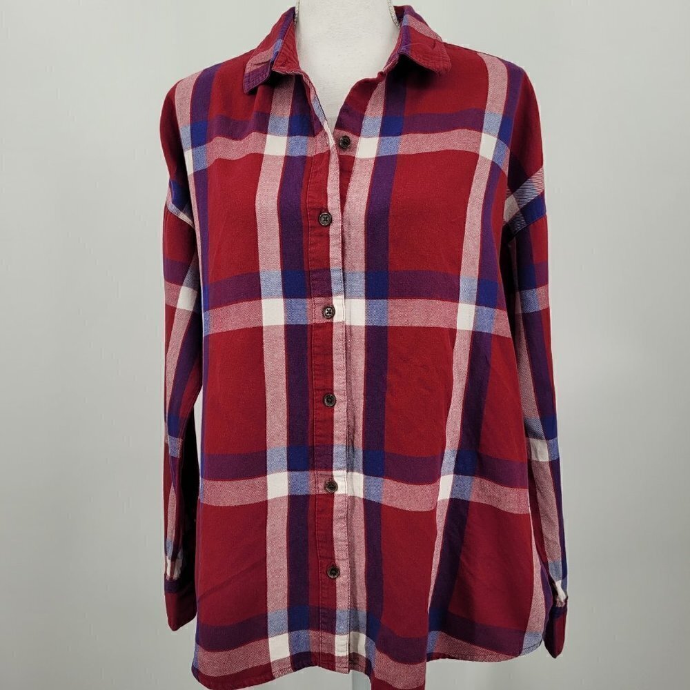 Old Navy Boyfriend Plaid Flannel Button Front Shirt